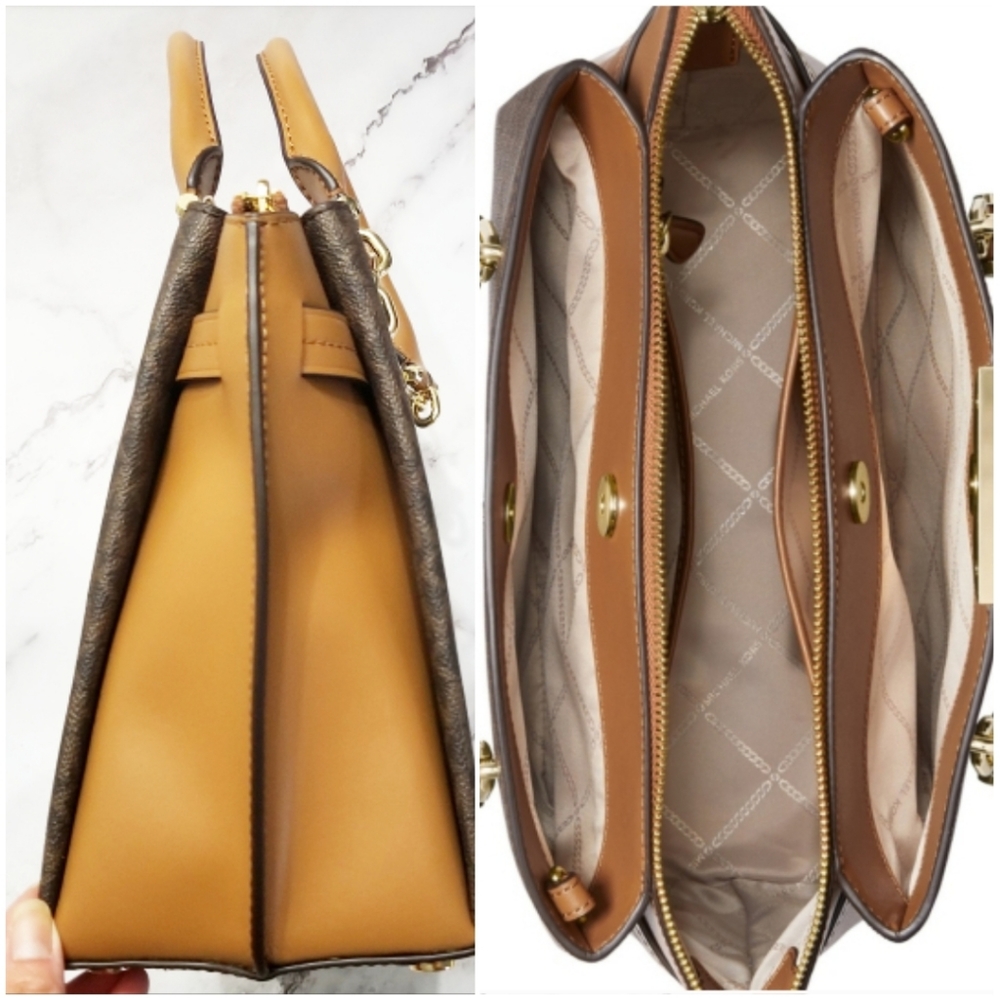 🍒NWT🍒 MK LARGE SIGNATURE LEATHER SATCHEL - Picture 6 of 8
